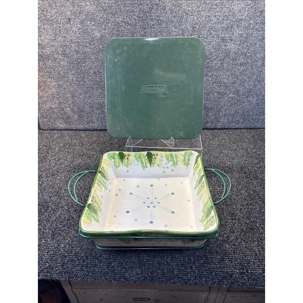 Temp-Tations By Tara~Hometown Christmas~3PC Baker/Tray & Lid 9